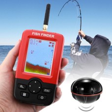 מאתר דגים עם חיישן סונאר 125KHz לעומק 0.6-36 מטר עם אנטנה מסך LCD וחיישן טמפרטורה