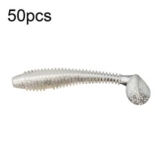 סט 50 יחידות פיתיון דיג מלאכותי רך עשוי PVC גמיש וצבעוני בסגנון זנב זחל 6.5 ס