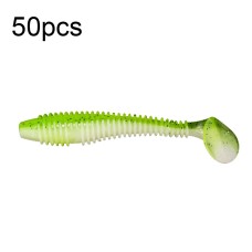 סט 50 יחידות פיתיון דיג מלאכותי רך עשוי PVC גמיש וצבעוני בסגנון זנב זחל 6.5 ס