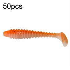 סט 50 יחידות פיתיון דיג מלאכותי רך עשוי PVC גמיש וצבעוני בסגנון זנב זחל 6.5 ס