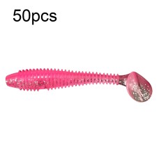 סט 50 יחידות פיתיון דיג מלאכותי רך עשוי PVC גמיש וצבעוני בסגנון זנב זחל 6.5 ס