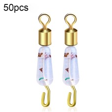 סט 50 יחידות לולאת פלסטיק משולבת נירוסטה לדייגים בצורה 8 קטן - צבע זהב