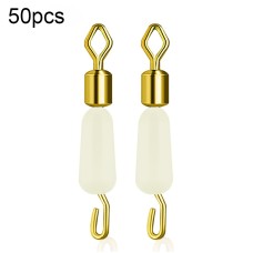סט 50 יחידות לולאת פלסטיק משולבת נירוסטה לדייגים בצורה 8 קטן - צבע בז'