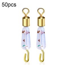 סט 50 יחידות לולאת פלסטיק משולבת נירוסטה לדייגים בצורה 8 בינוני - צבע זהב