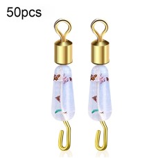 סט 50 יחידות לולאת פלסטיק משולבת נירוסטה לדייגים בצורה 8 גדול - צבע זהב