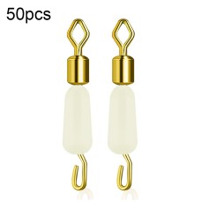 סט 50 יחידות לולאת פלסטיק משולבת נירוסטה לדייגים בצורה 8 גדול - צבע בז'